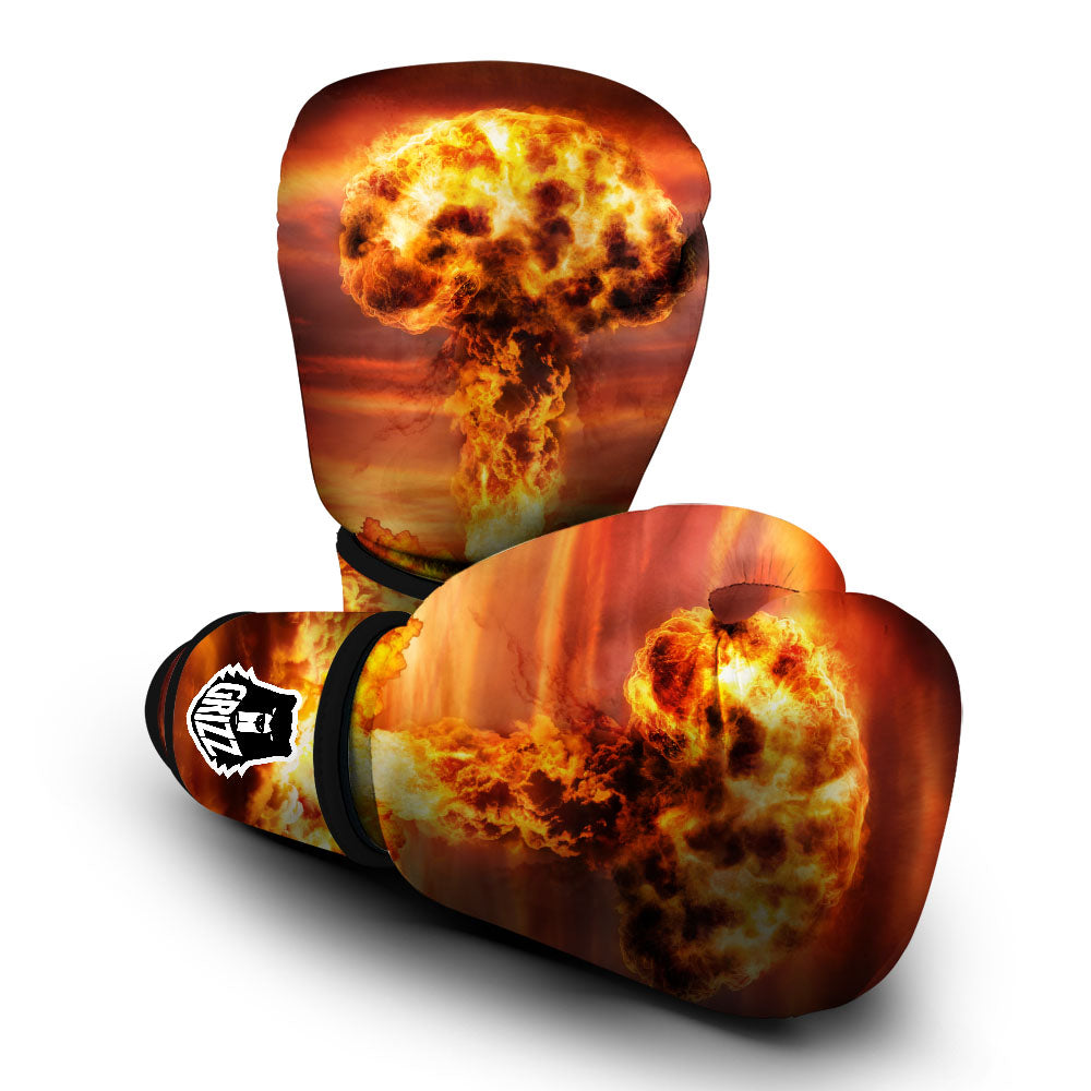 Nuclear Bomb Explosion Print Boxing Gloves-grizzshop