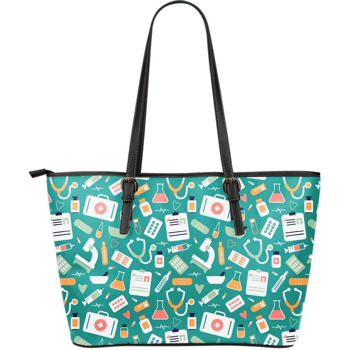 Nurse Pattern Print Leather Tote Bag-grizzshop