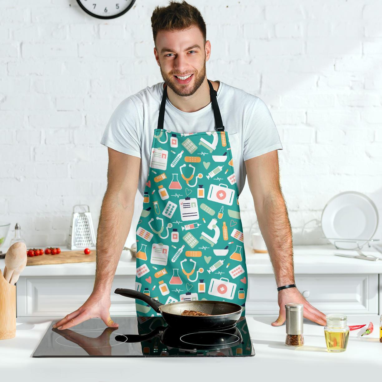 Nurse Pattern Print Men's Apron-grizzshop