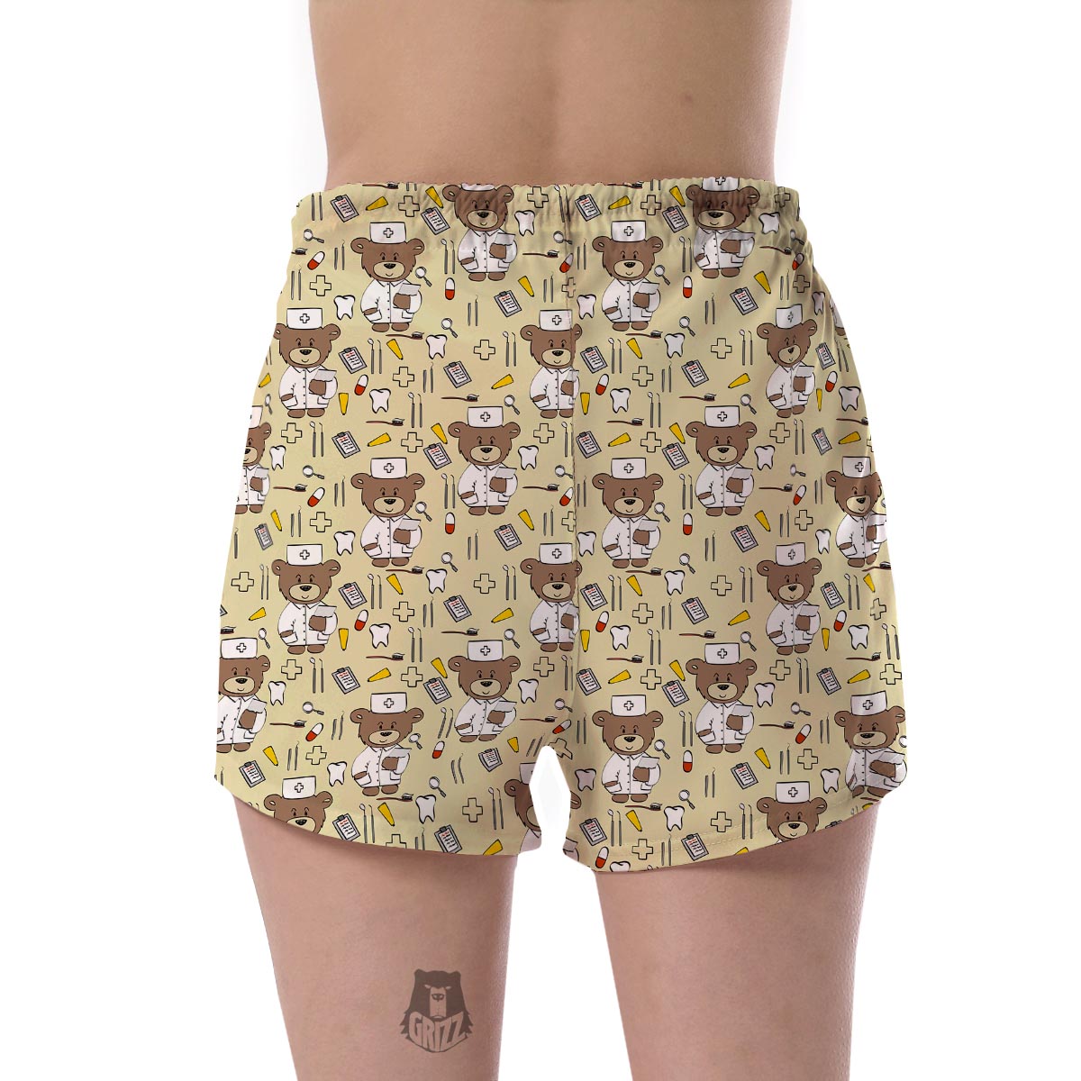 Nurse Teddy Bear Pattern Print Women's Shorts-grizzshop