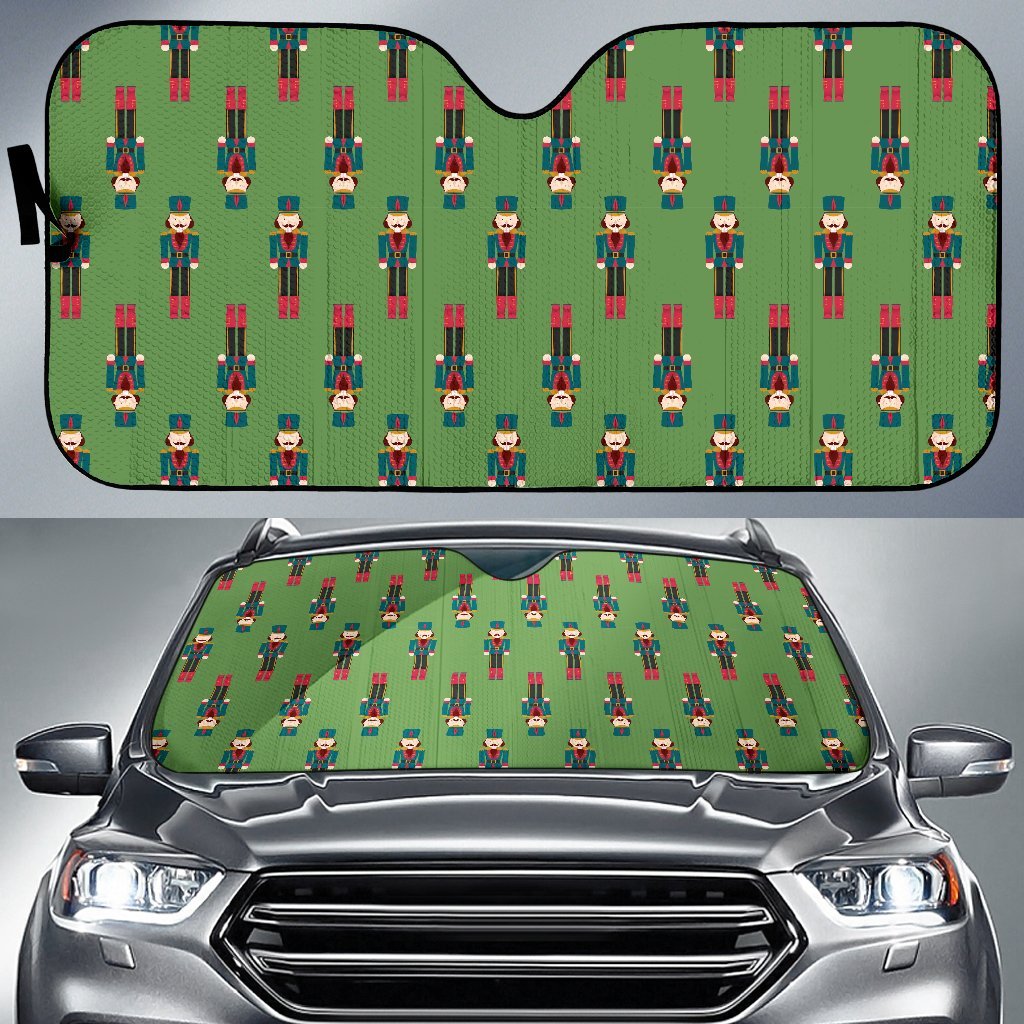 Nutcracker Green Pattern Print Car Sun Shade-grizzshop