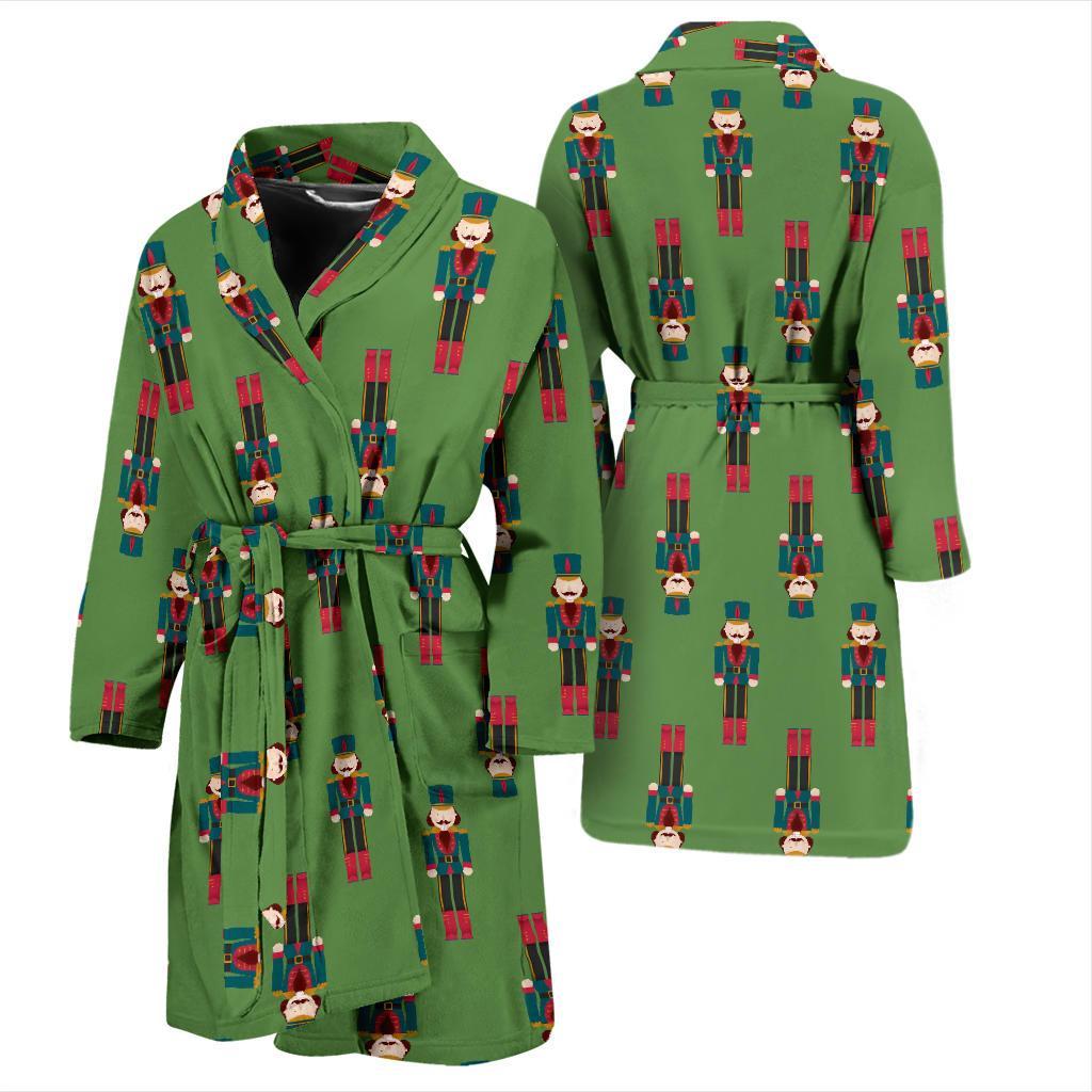 Nutcracker Green Pattern Print Men Long Robe-grizzshop