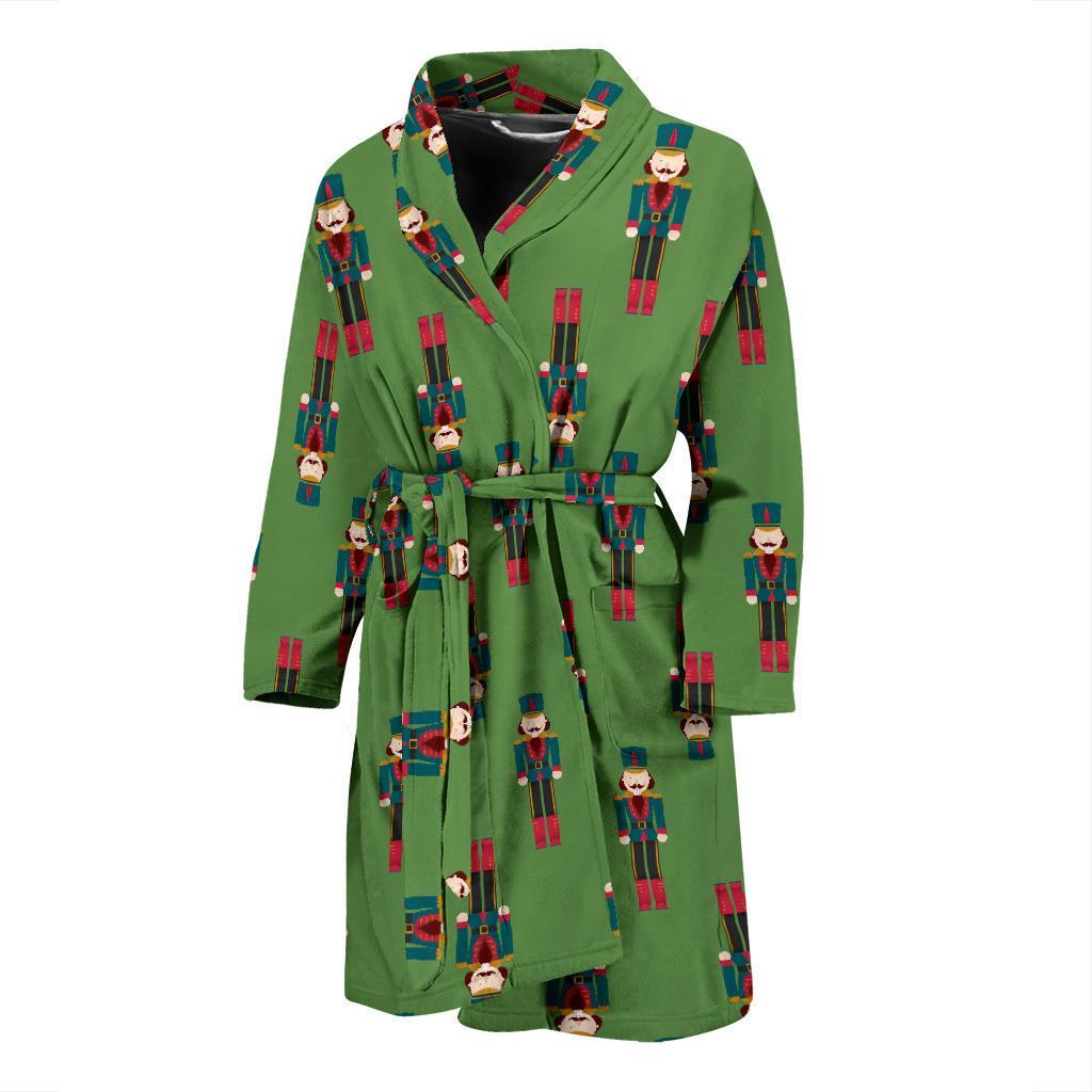 Nutcracker Green Pattern Print Men Long Robe-grizzshop