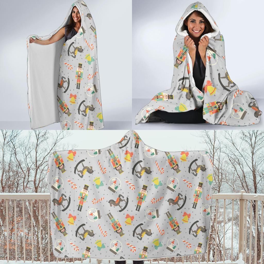 Nutcracker Pattern Print Hooded Blanket-grizzshop