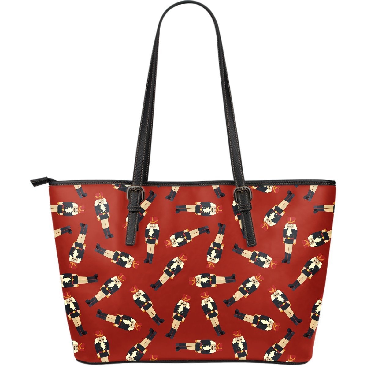 Nutcracker Red Pattern Print Leather Tote Bag-grizzshop