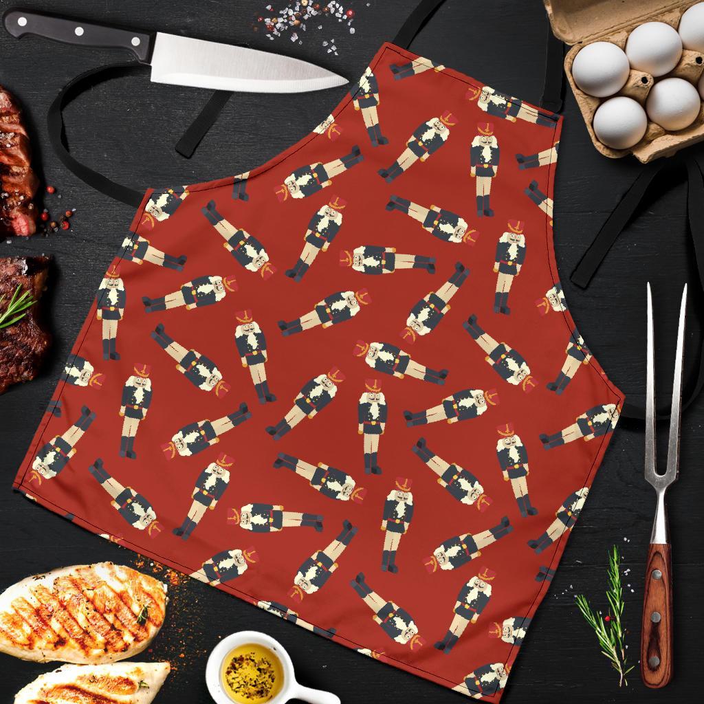 Nutcracker Red Pattern Print Men's Apron-grizzshop