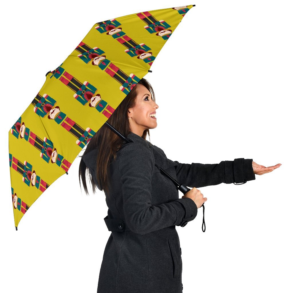 Nutcracker Yellow Pattern Print Automatic Foldable Umbrella-grizzshop