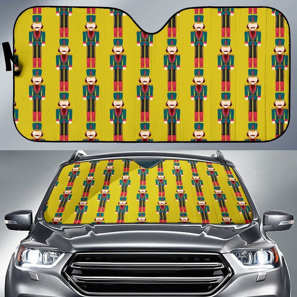 Nutcracker Yellow Pattern Print Car Sun Shade-grizzshop