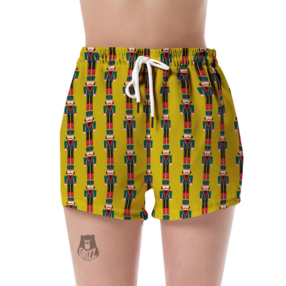 Nutcracker Yellow Pattern Print Women's Shorts-grizzshop