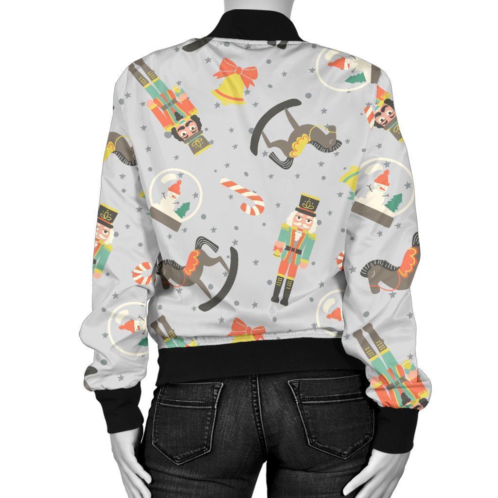 Nutcracker Pattern Print Women Casual Bomber Jacket-grizzshop
