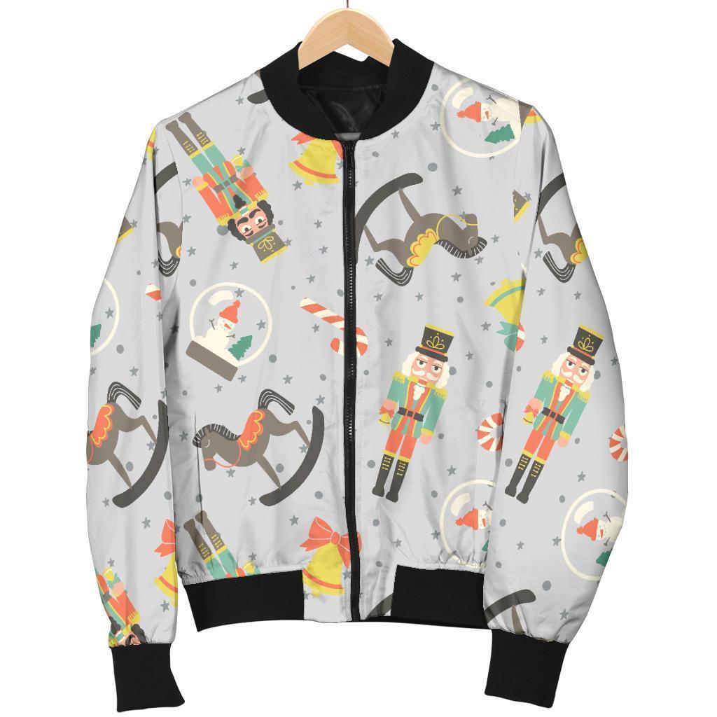 Nutcracker Pattern Print Women Casual Bomber Jacket-grizzshop