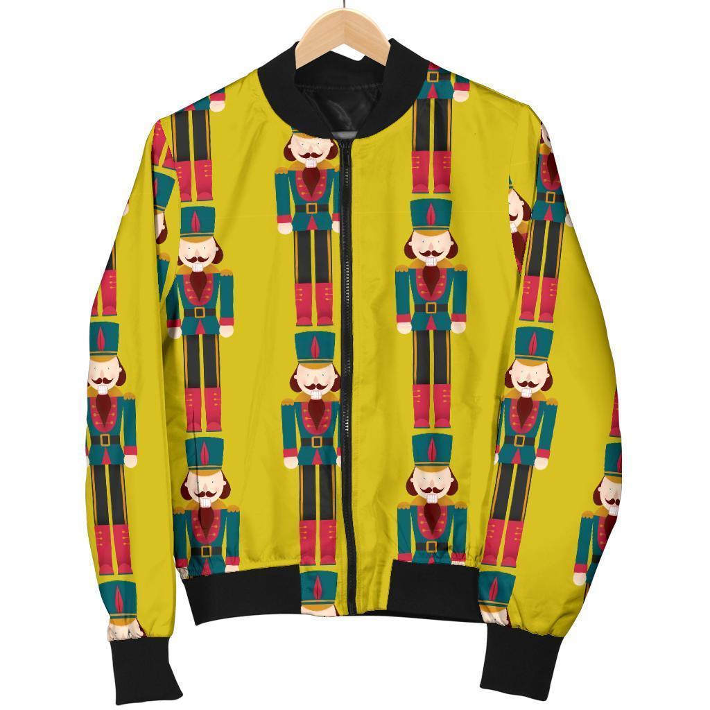 Nutcracker Yellow Pattern Print Women Casual Bomber Jacket-grizzshop