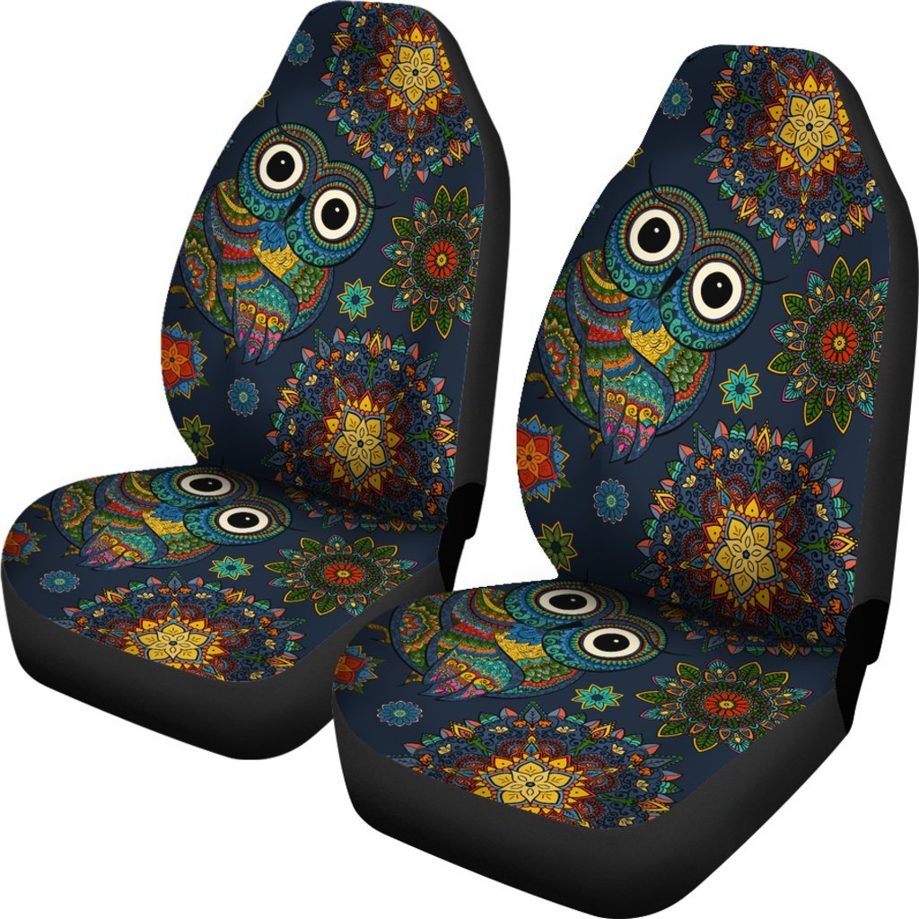 OWL MANDALA NAVY CAR SEAT COVER UNIVERSAL FIT-grizzshop