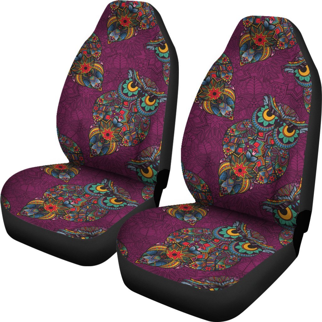 OWL MANDALA RED CAR SEAT COVER UNIVERSAL FIT-grizzshop