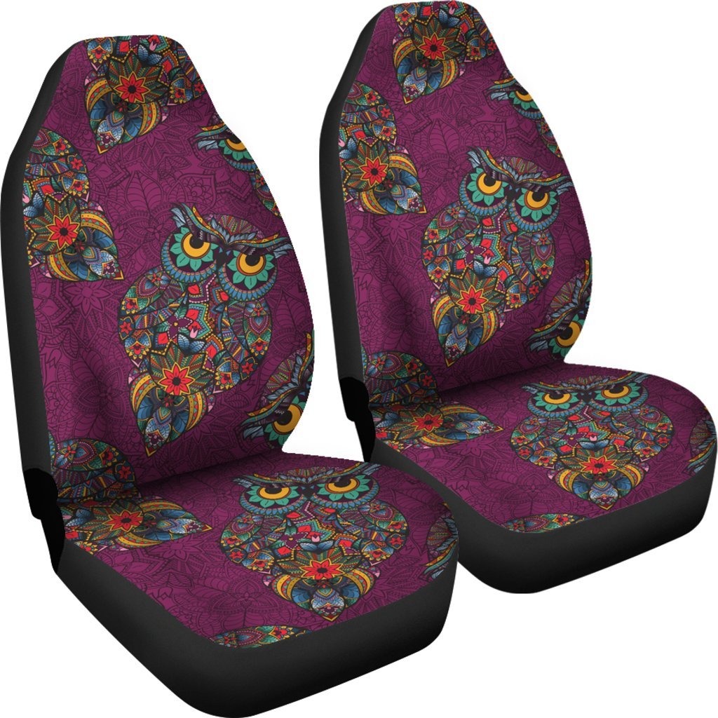 OWL MANDALA RED CAR SEAT COVER UNIVERSAL FIT-grizzshop
