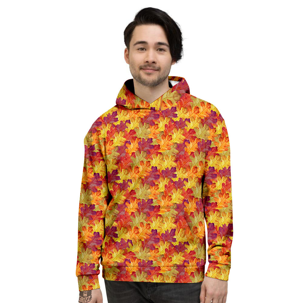 Oak Leaf Autumn Print Men's Hoodie-grizzshop