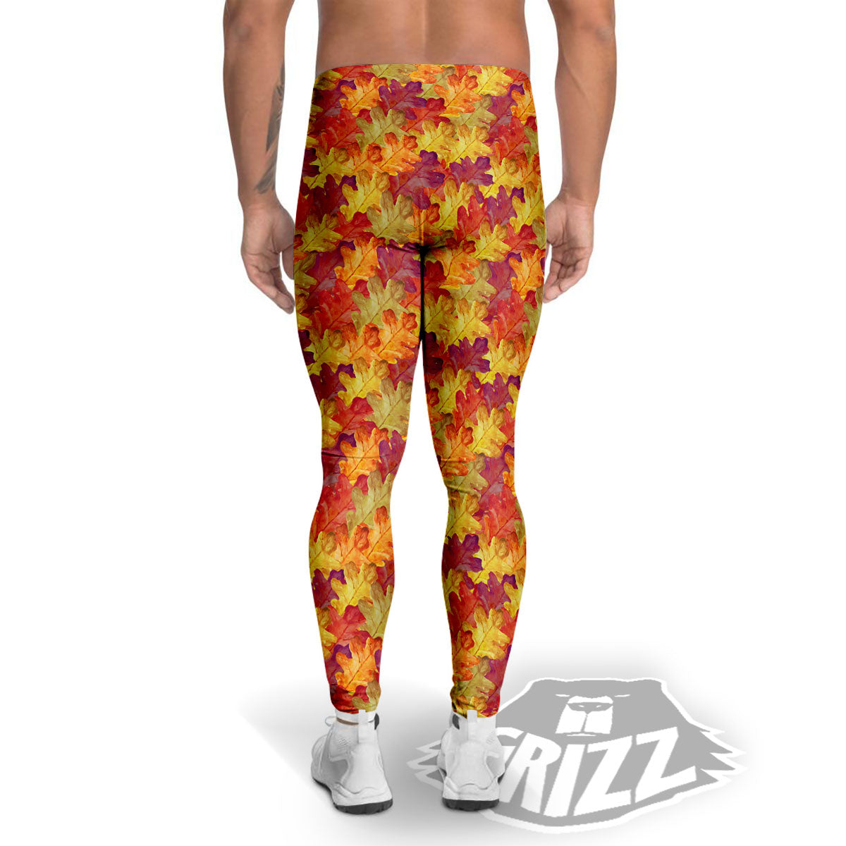 Oak Leaf Autumn Print Men's Leggings-grizzshop