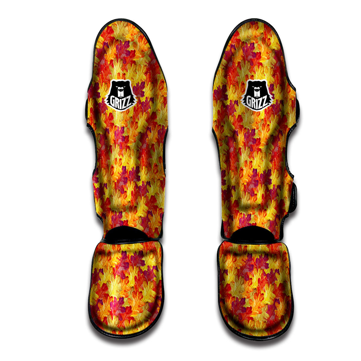 Oak Leaf Autumn Print Muay Thai Shin Guards-grizzshop