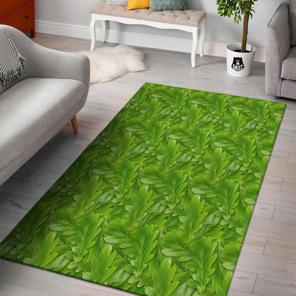 Oak Leaf Green Print Floor Mat-grizzshop