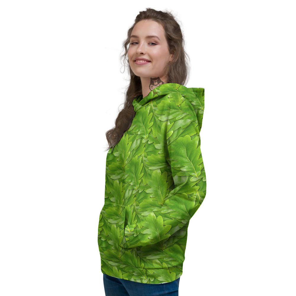 Oak Leaf Green Print Women's Hoodie-grizzshop