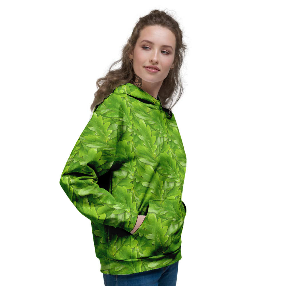 Oak Leaf Green Print Women's Hoodie-grizzshop