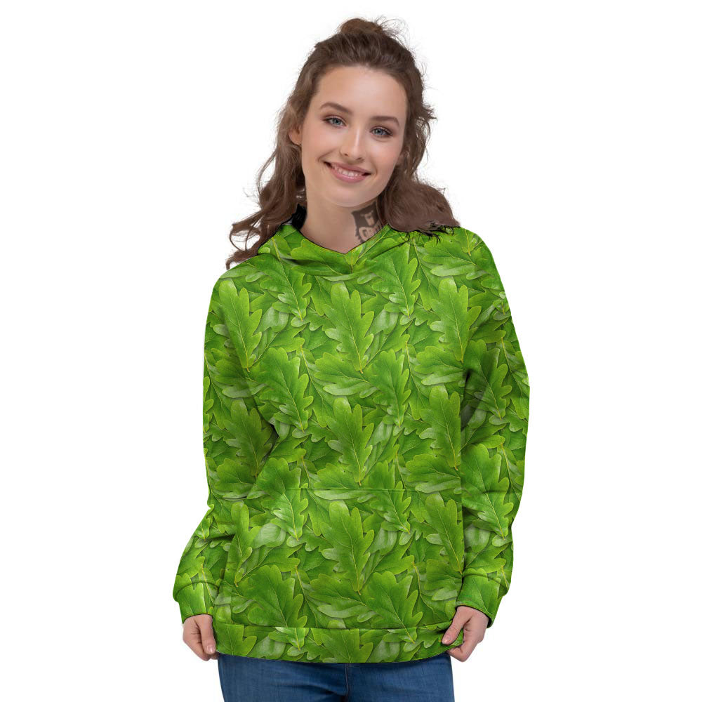 Oak Leaf Green Print Women's Hoodie-grizzshop