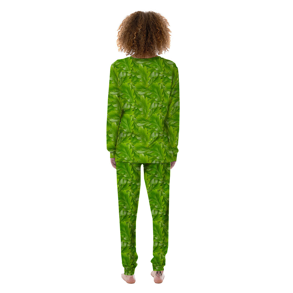 Oak Leaf Green Print Women's Pajamas-grizzshop