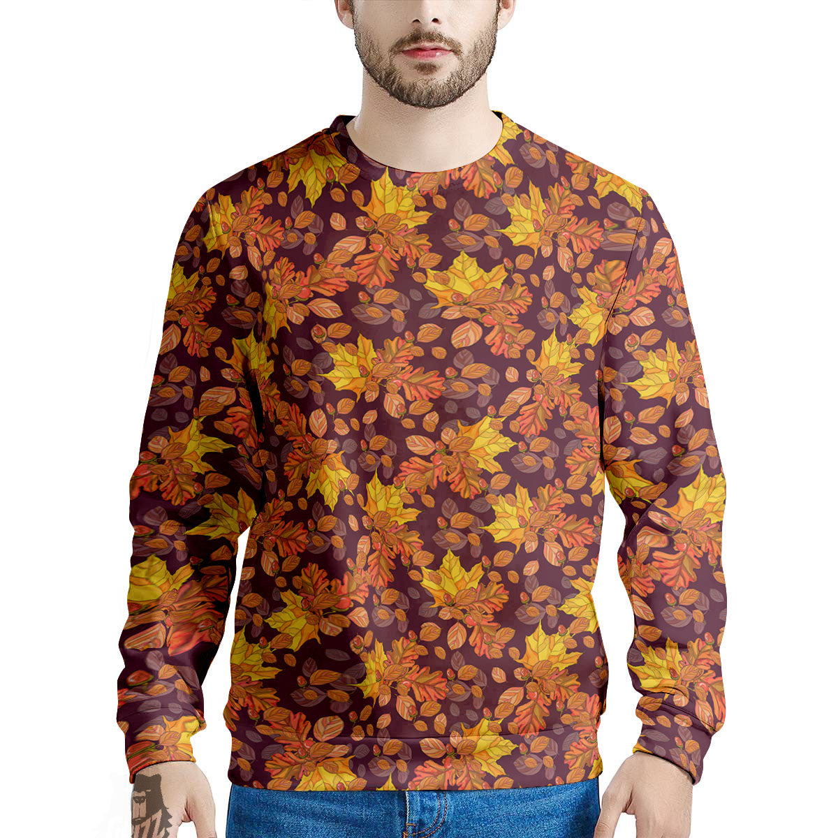 Oak Maple Print Pattern Men's Sweatshirt-grizzshop