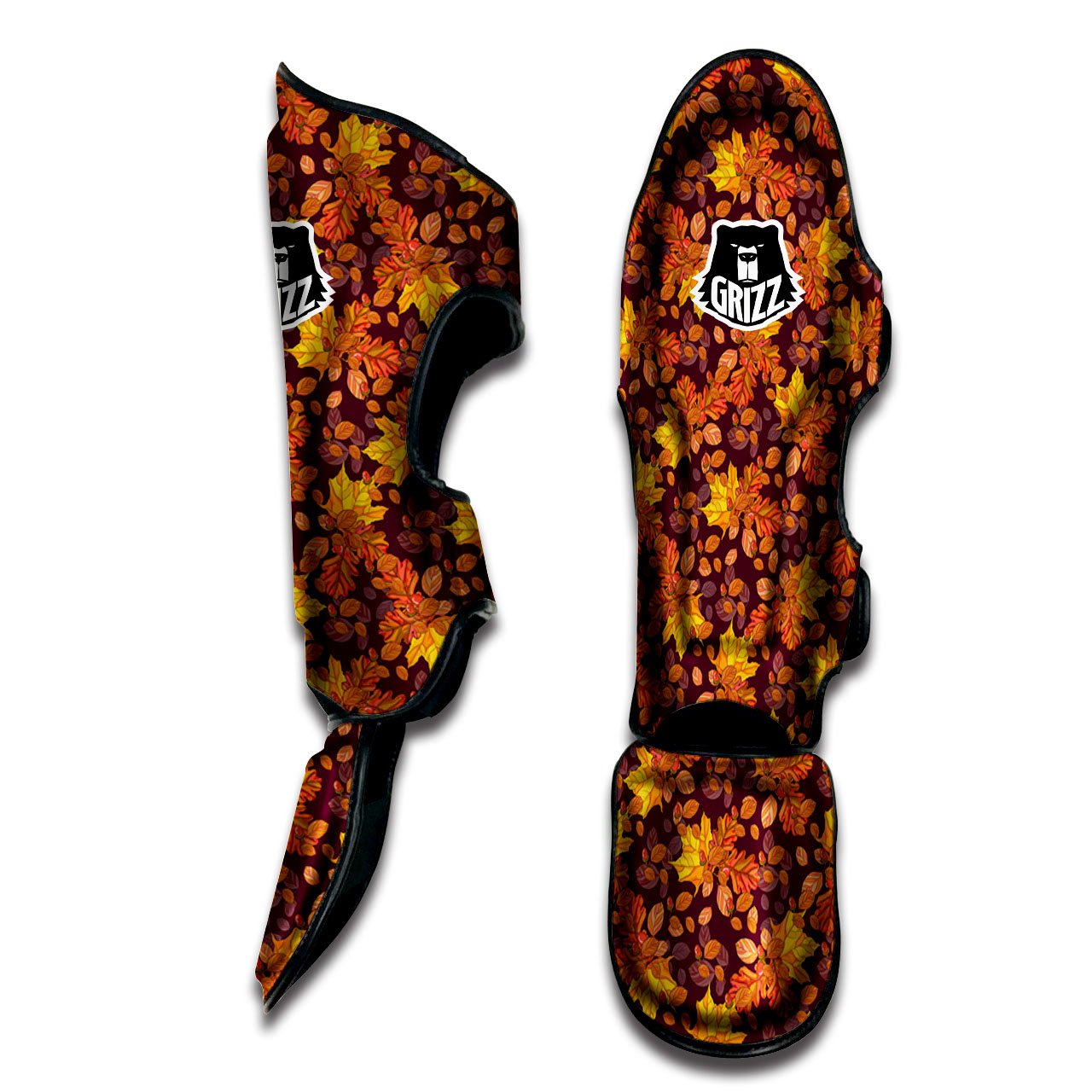 Oak Maple Print Pattern Muay Thai Shin Guards-grizzshop