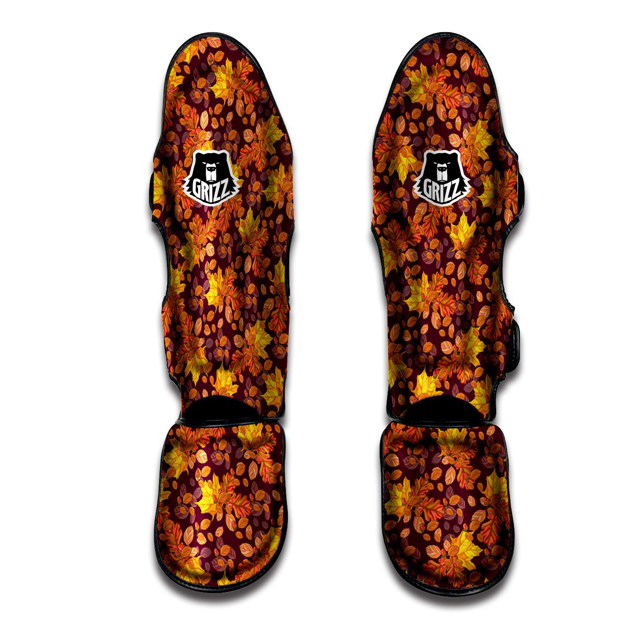 Oak Maple Print Pattern Muay Thai Shin Guards-grizzshop