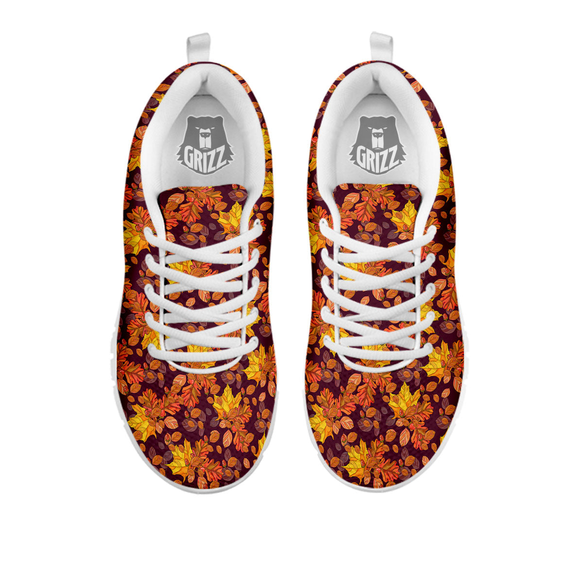 Oak Maple Print Pattern White Sneaker-grizzshop