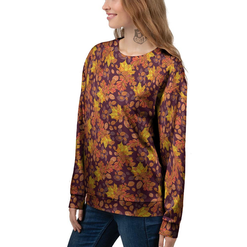 Oak Maple Print Pattern Women's Sweatshirt-grizzshop
