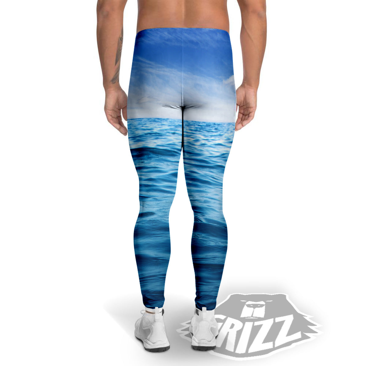 Ocean Blue Print Men's Leggings-grizzshop