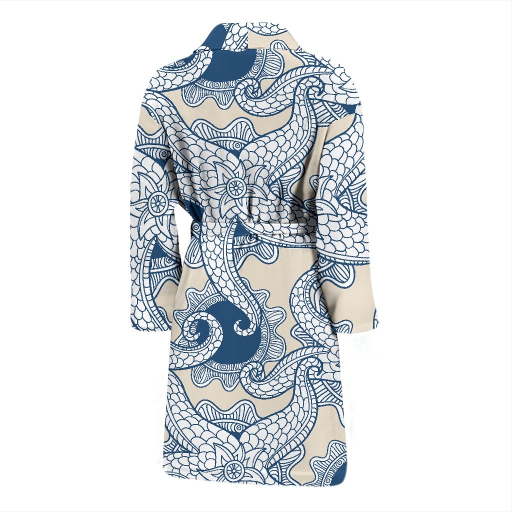 Ocean Octopus Pattern Print Men Long Robe-grizzshop
