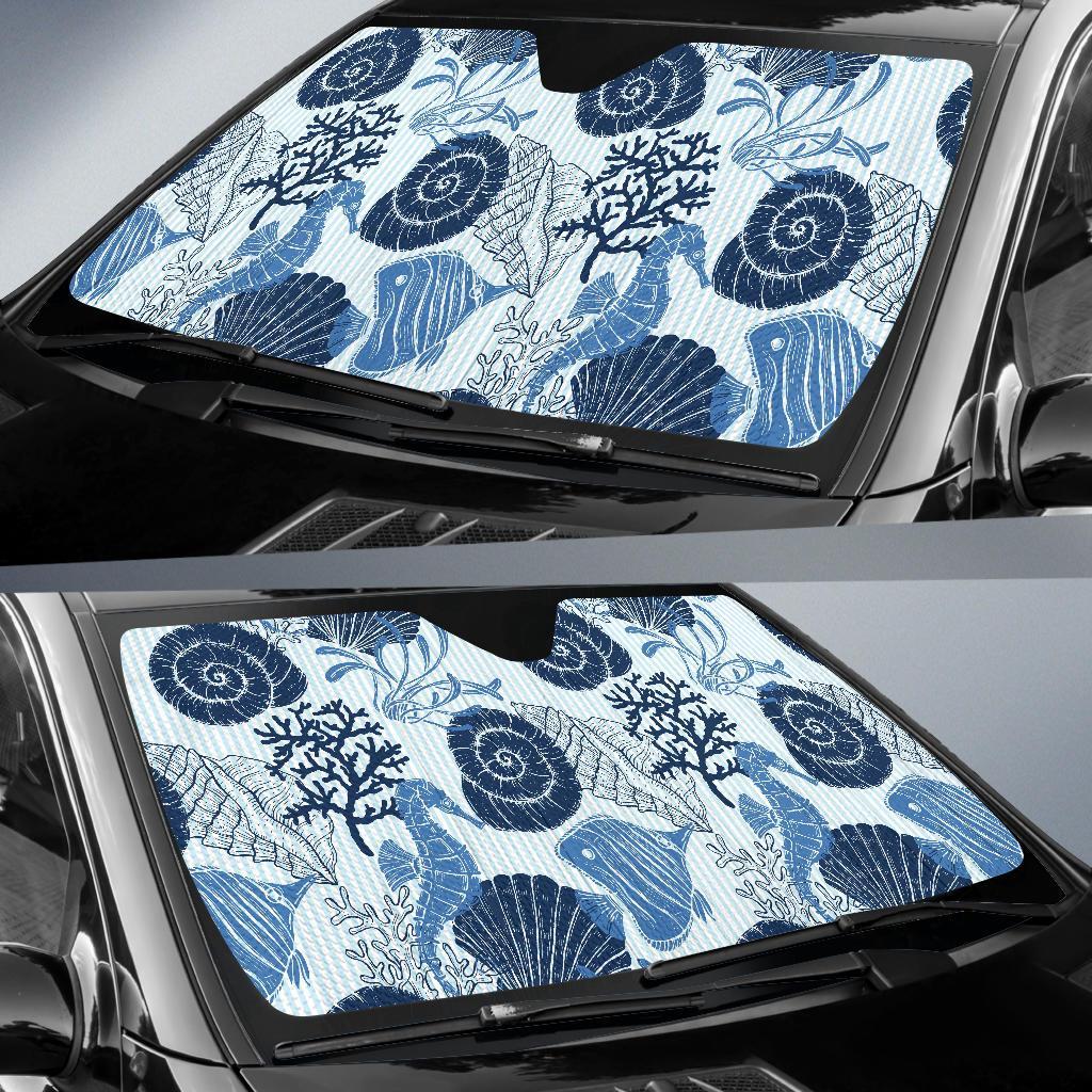 Ocean Pattern Print Car Sun Shade-grizzshop