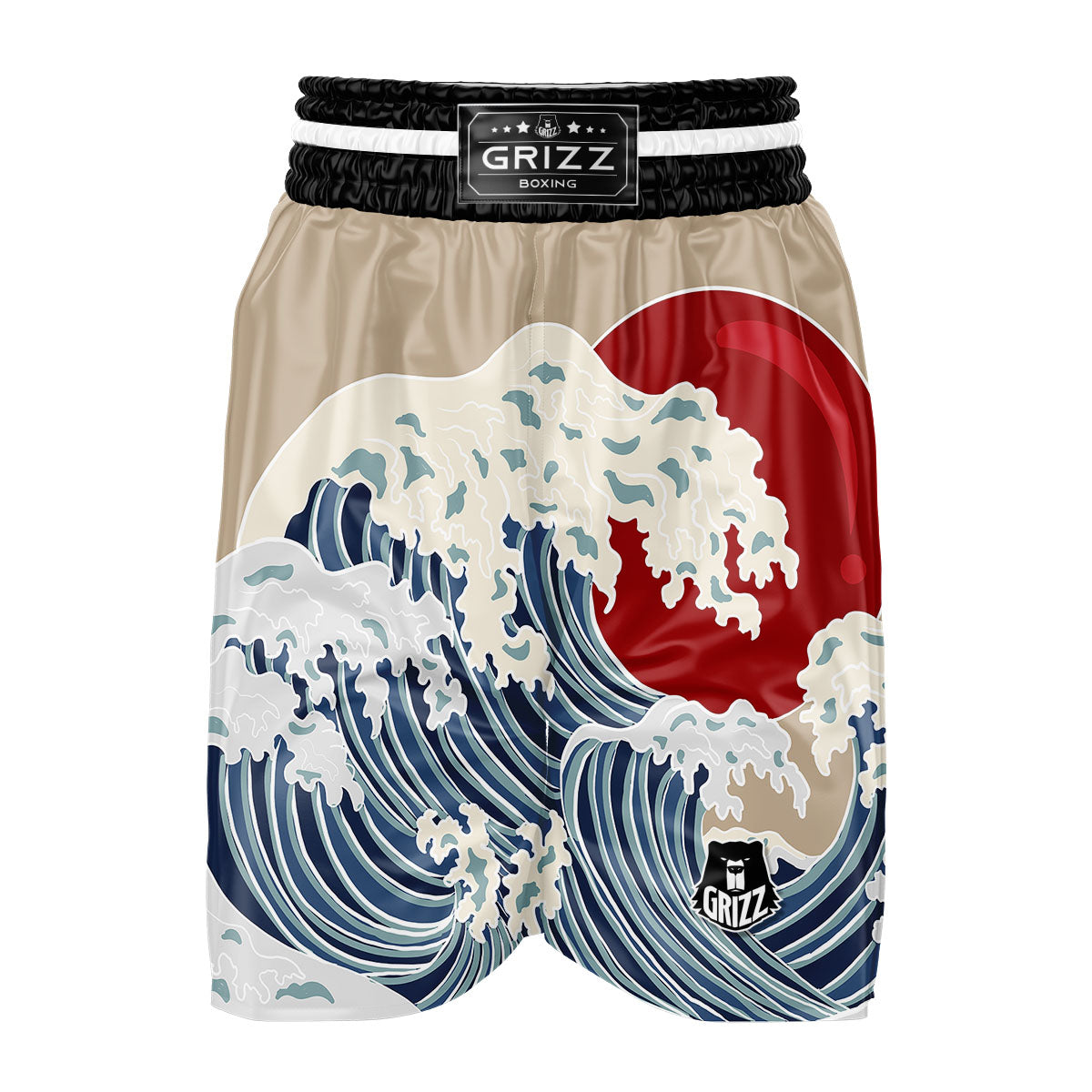 Ocean Wave Japanese Print Boxing Shorts-grizzshop