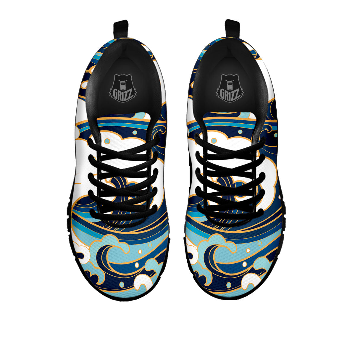 Ocean Wave Print Black Sneaker-grizzshop