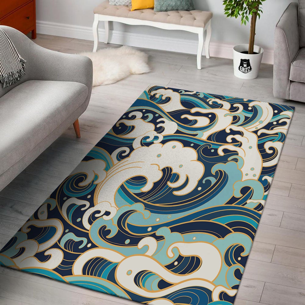 Ocean Wave Print Floor Mat-grizzshop