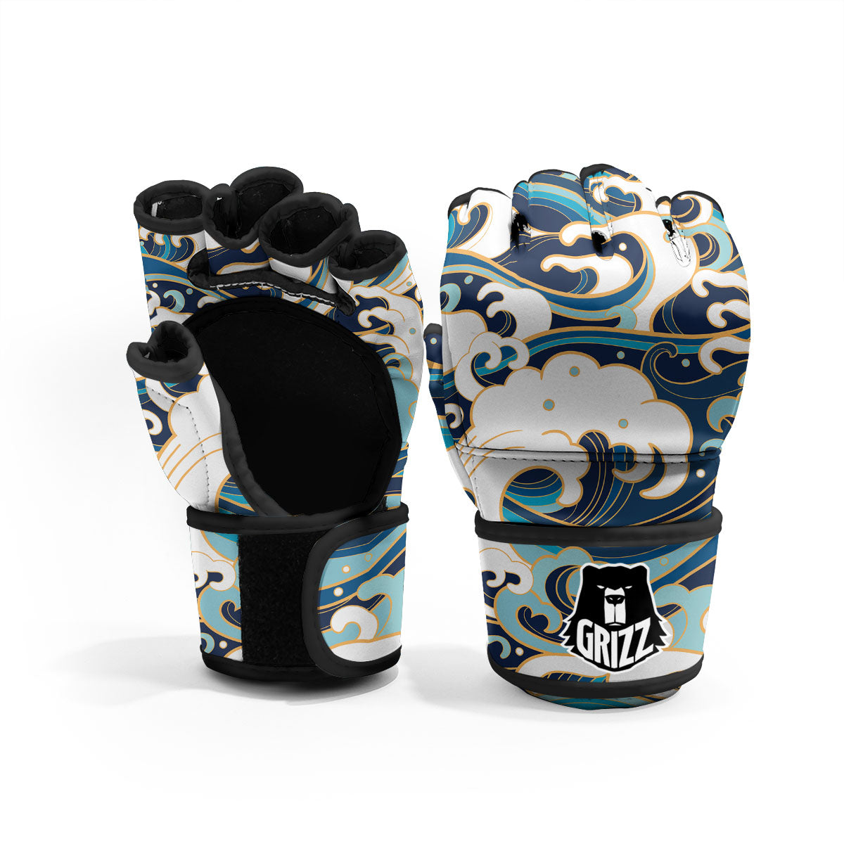 Ocean Wave Print MMA Gloves-grizzshop