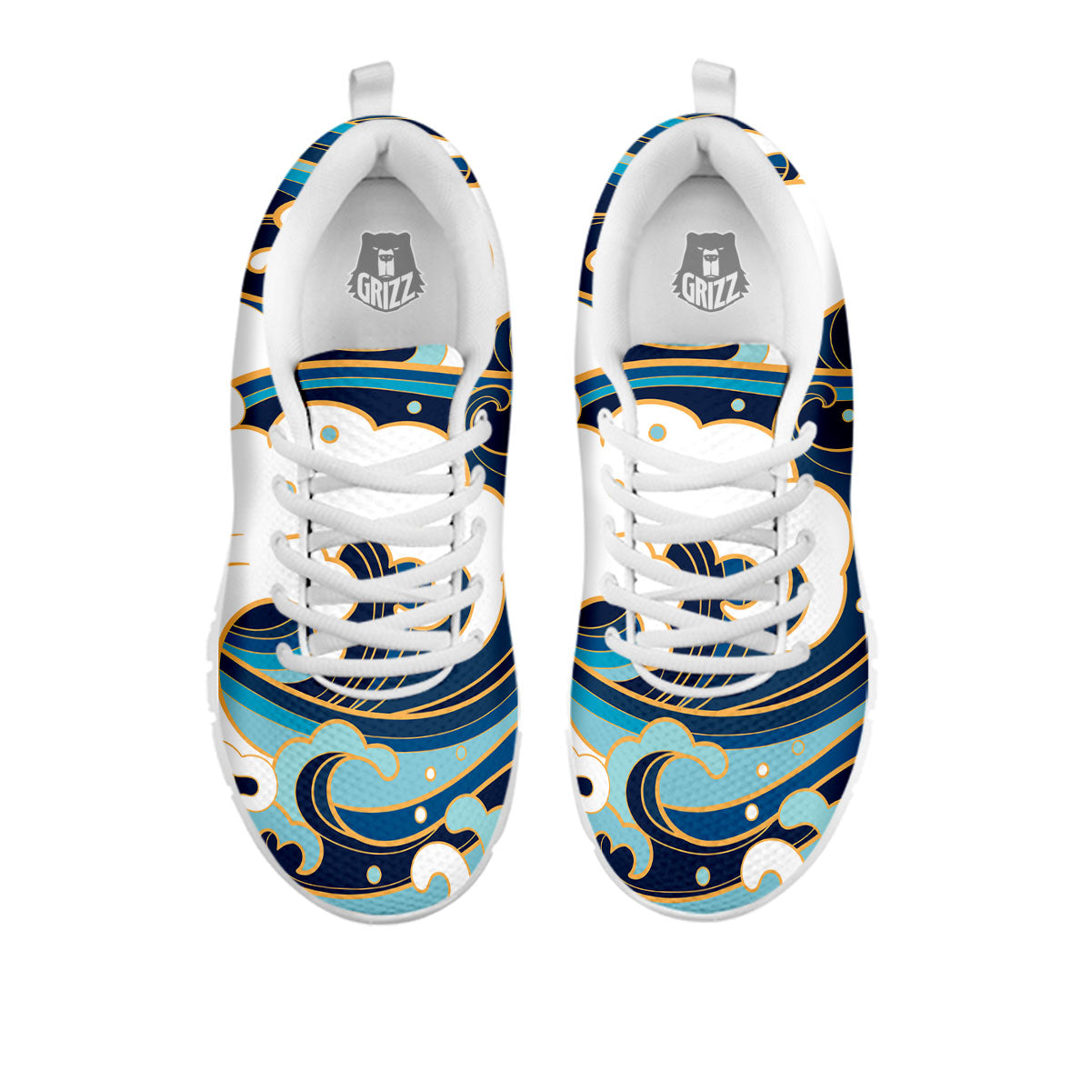 Ocean Wave Print White Sneaker-grizzshop