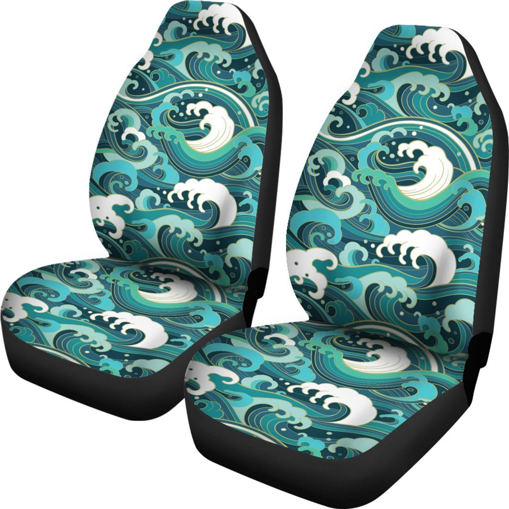 Ocean Wave Pattern Print Universal Fit Car Seat Cover-grizzshop