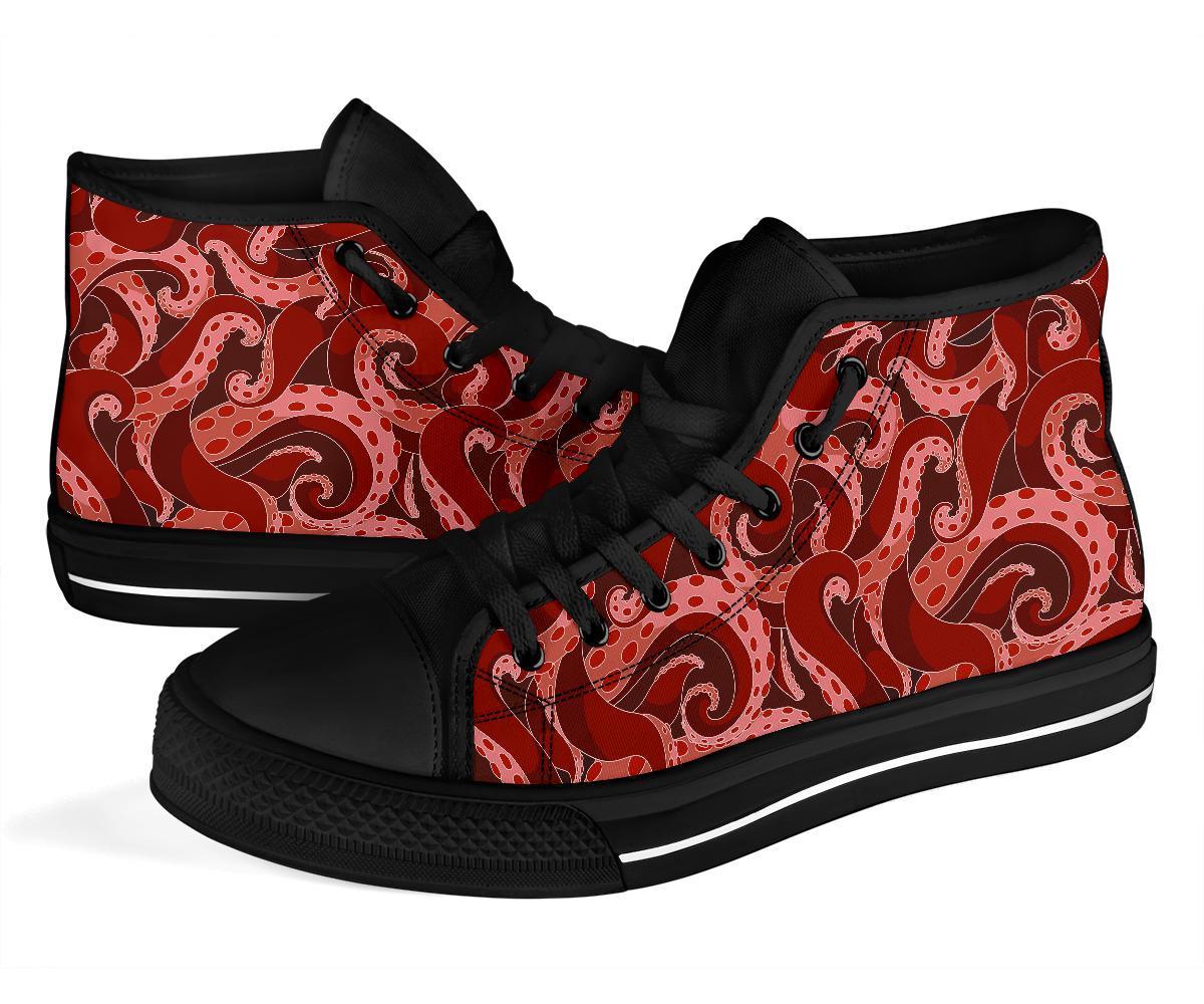 Octopus Squid Tentacle Pattern Print Men Women's High Top Shoes-grizzshop