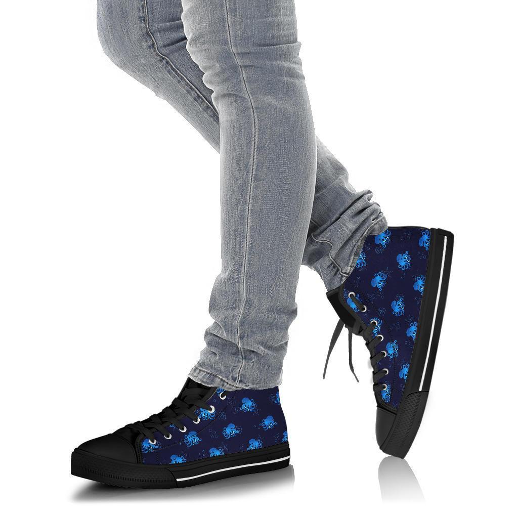 Octopus Squid Tentacle Print Pattern Men Women's High Top Shoes-grizzshop