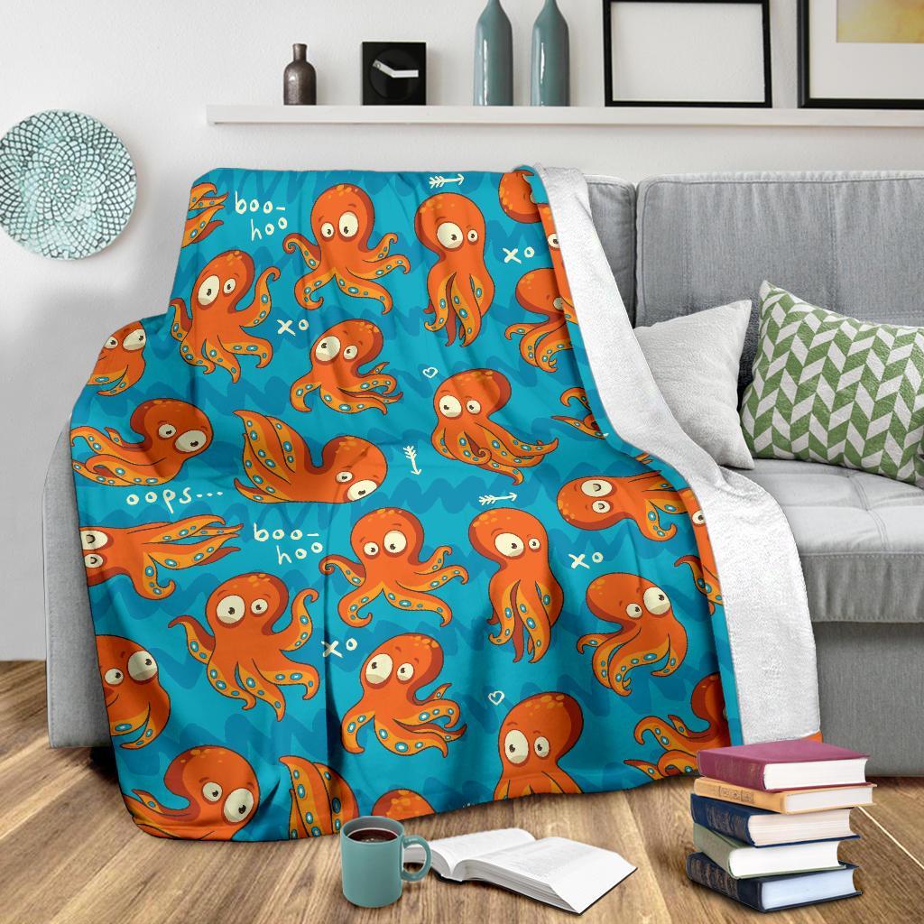 Octopus Tentacle Squid Pattern Print Blanket-grizzshop