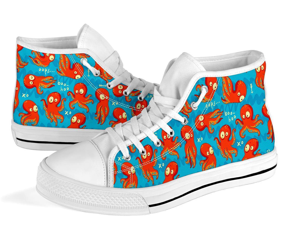 Octopus Tentacle Squid Pattern Print Men Women's High Top Shoes-grizzshop