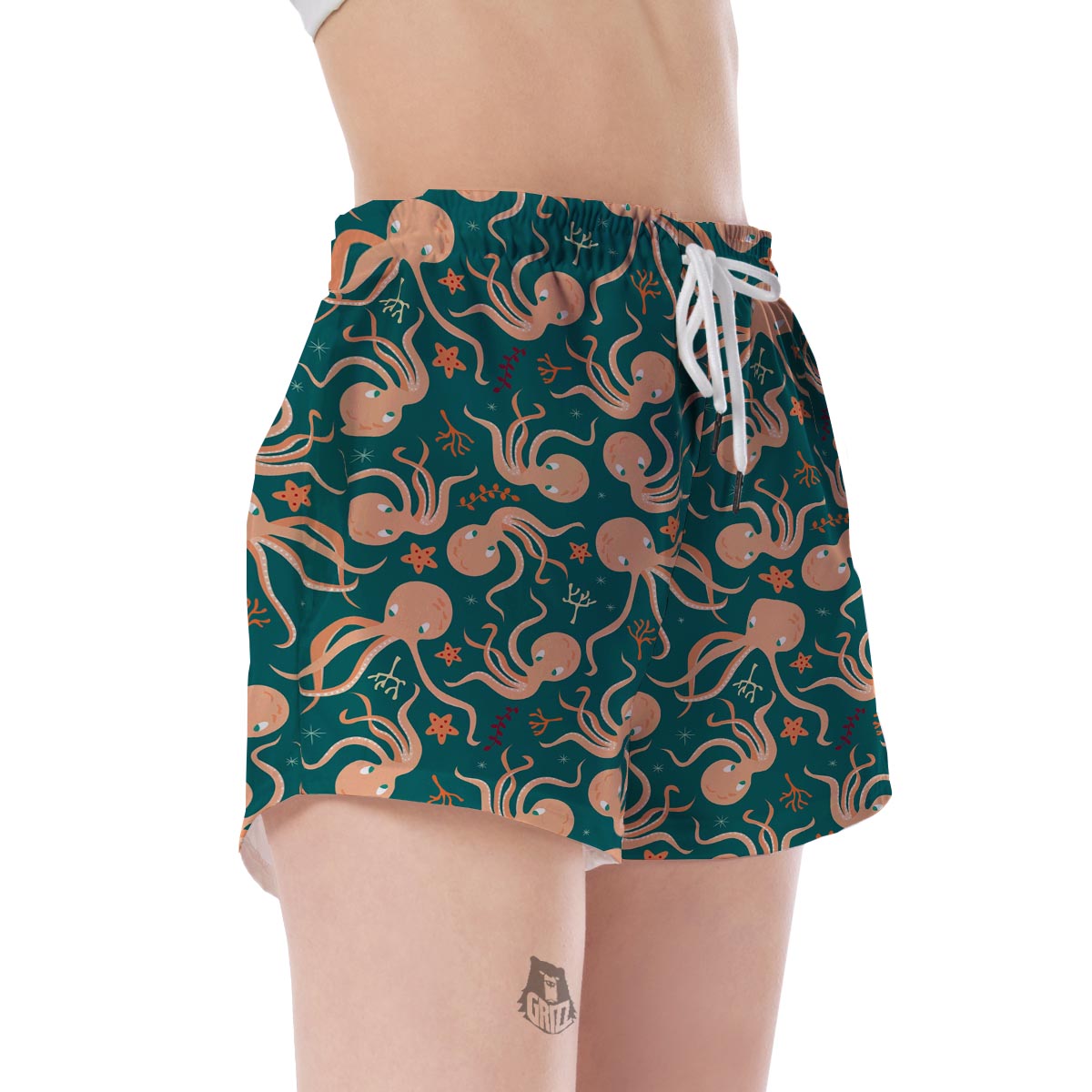 Octopus Tentacle Squid Print Pattern Women's Shorts-grizzshop