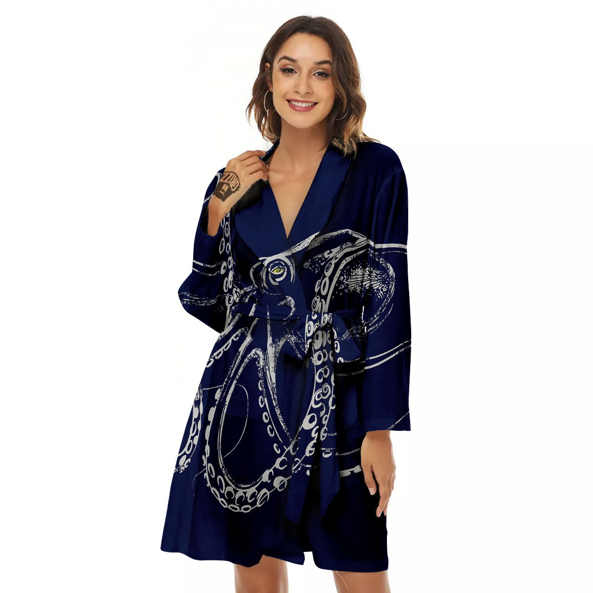 Octopus Tentacles Print Women's Robe-grizzshop