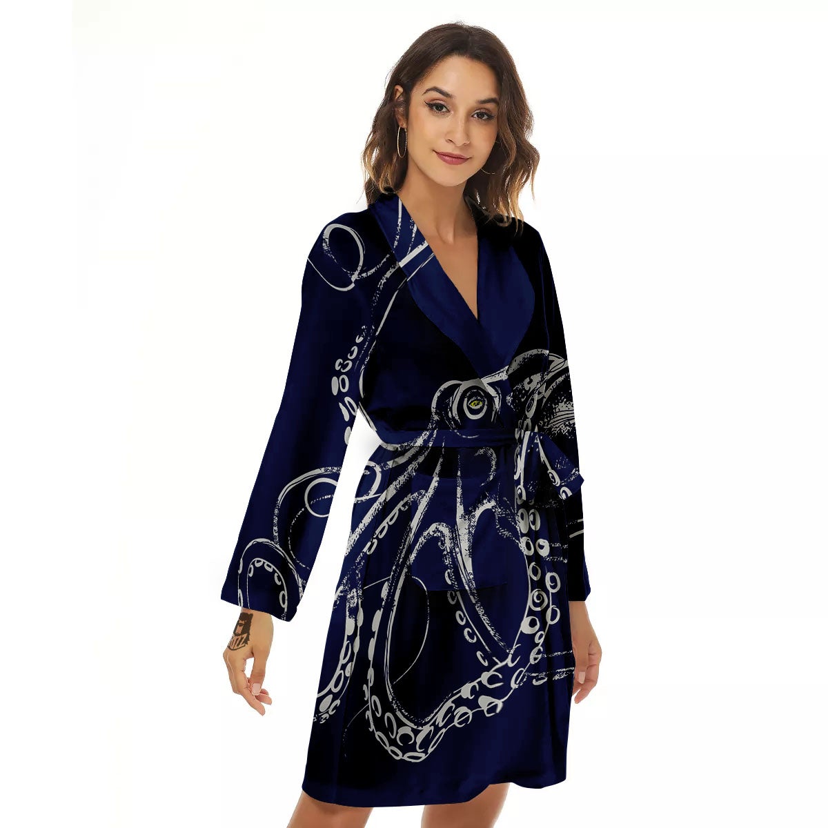 Octopus Tentacles Print Women's Robe-grizzshop