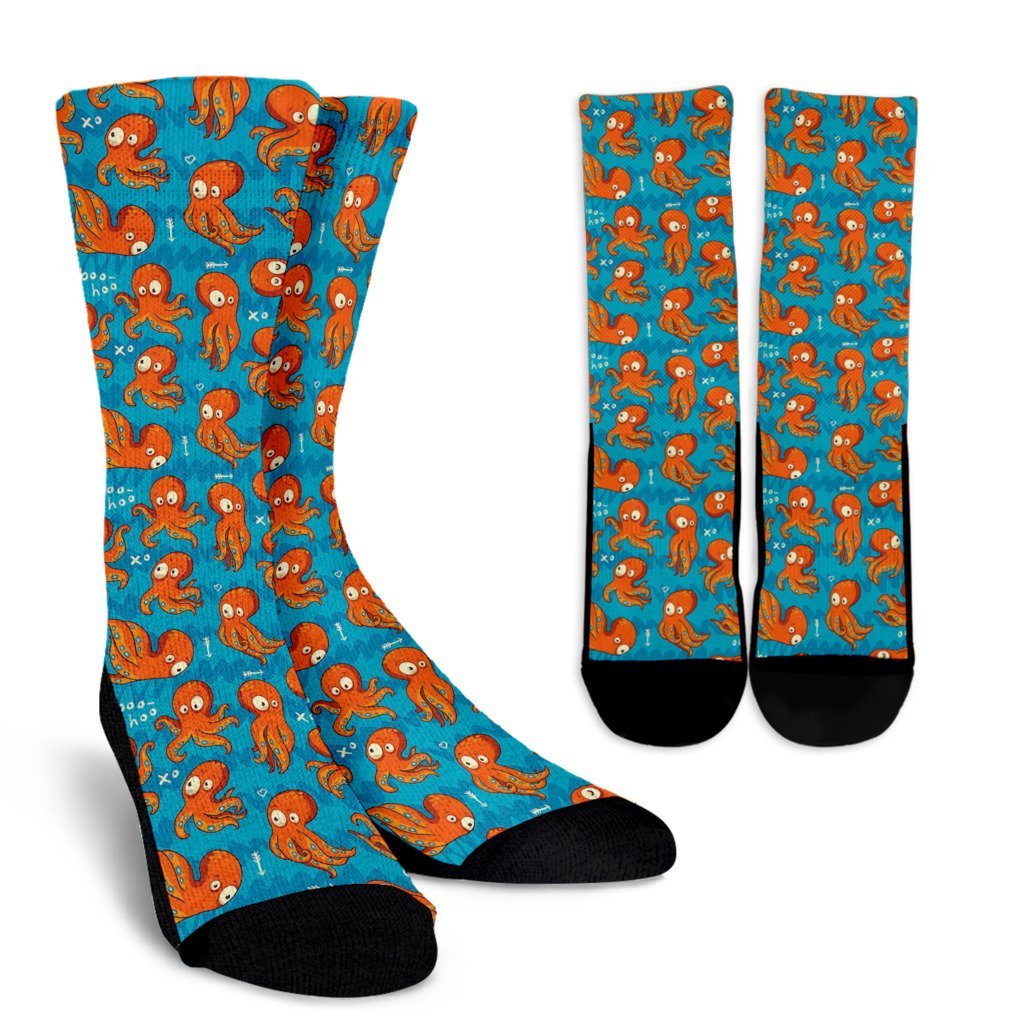 Octopus Tentacle Squid Pattern Print Unisex Crew Socks-grizzshop