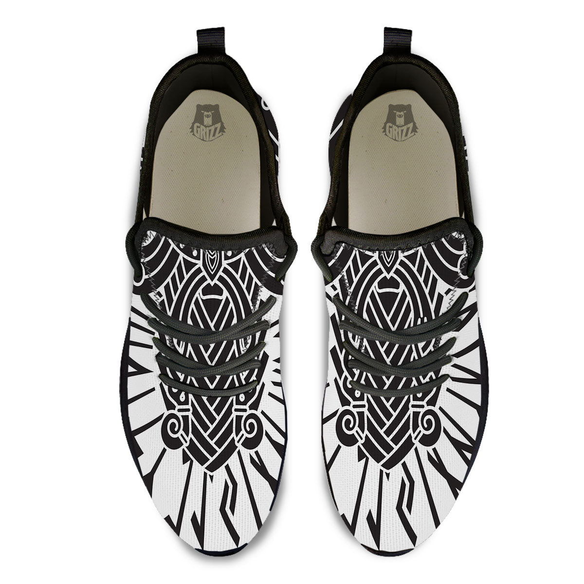 Odin God With Muninn And Huginn Print Black Athletic Shoes-grizzshop
